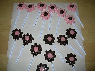 paletas de chocolate en forma de flor
