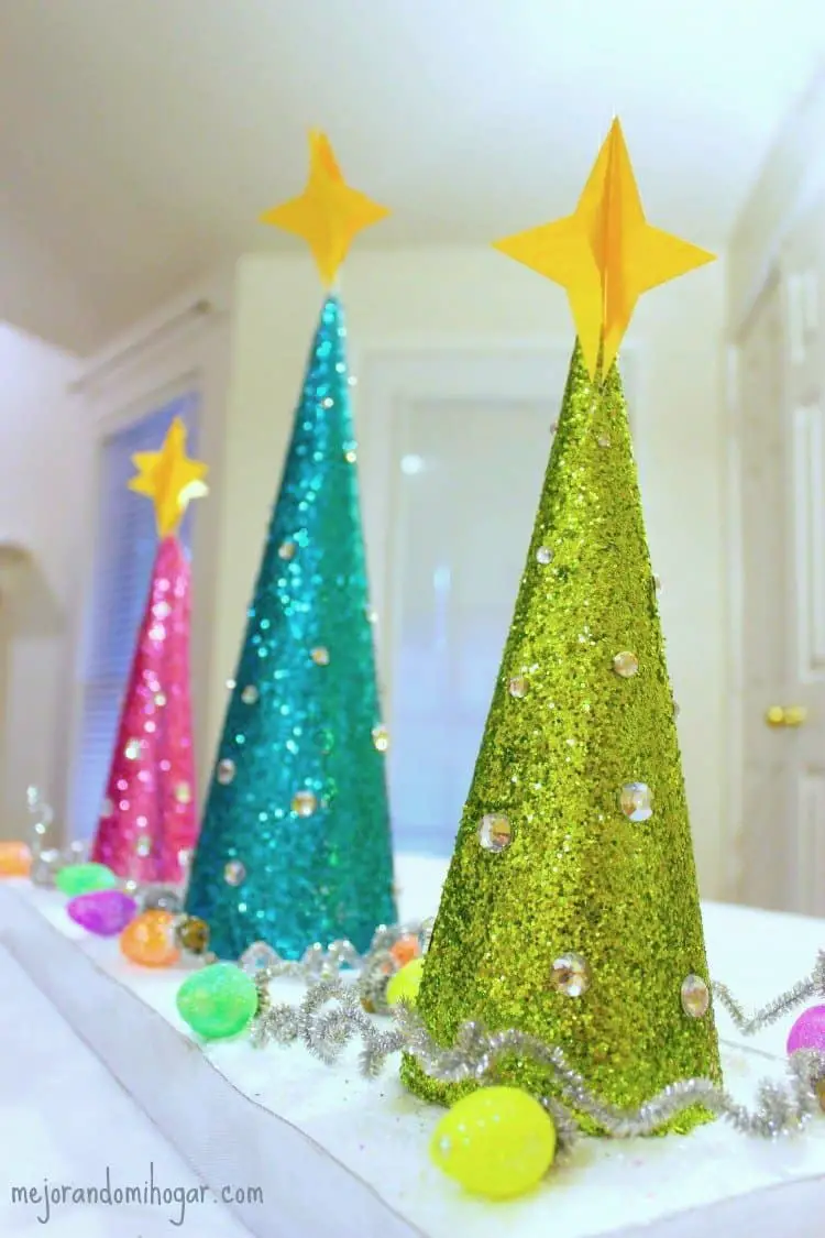 Centro de Mesa con Arbolitos de Navidad • Mejorando Mi Hogar