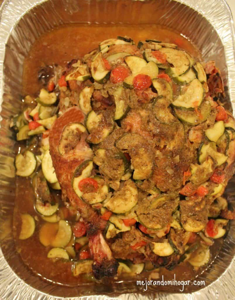 Smoked turkey with vegetable filling