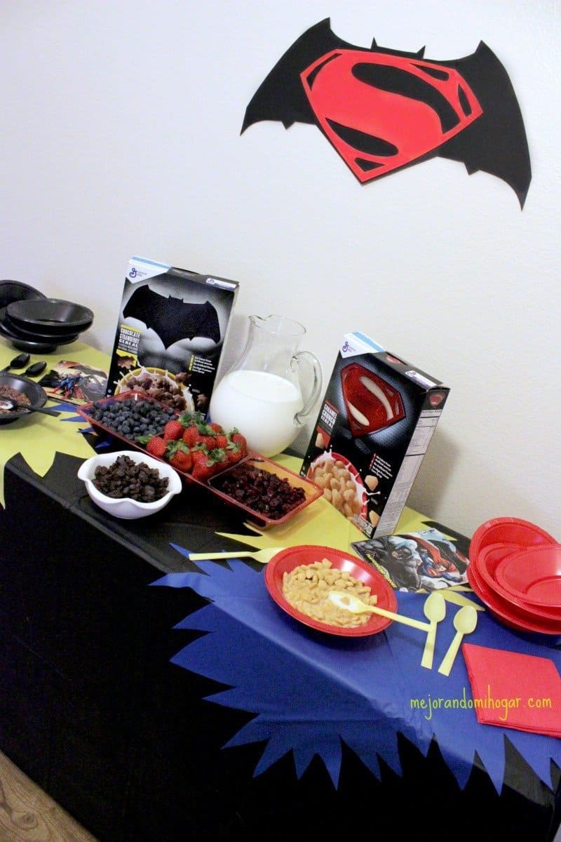 super heroes cereal table