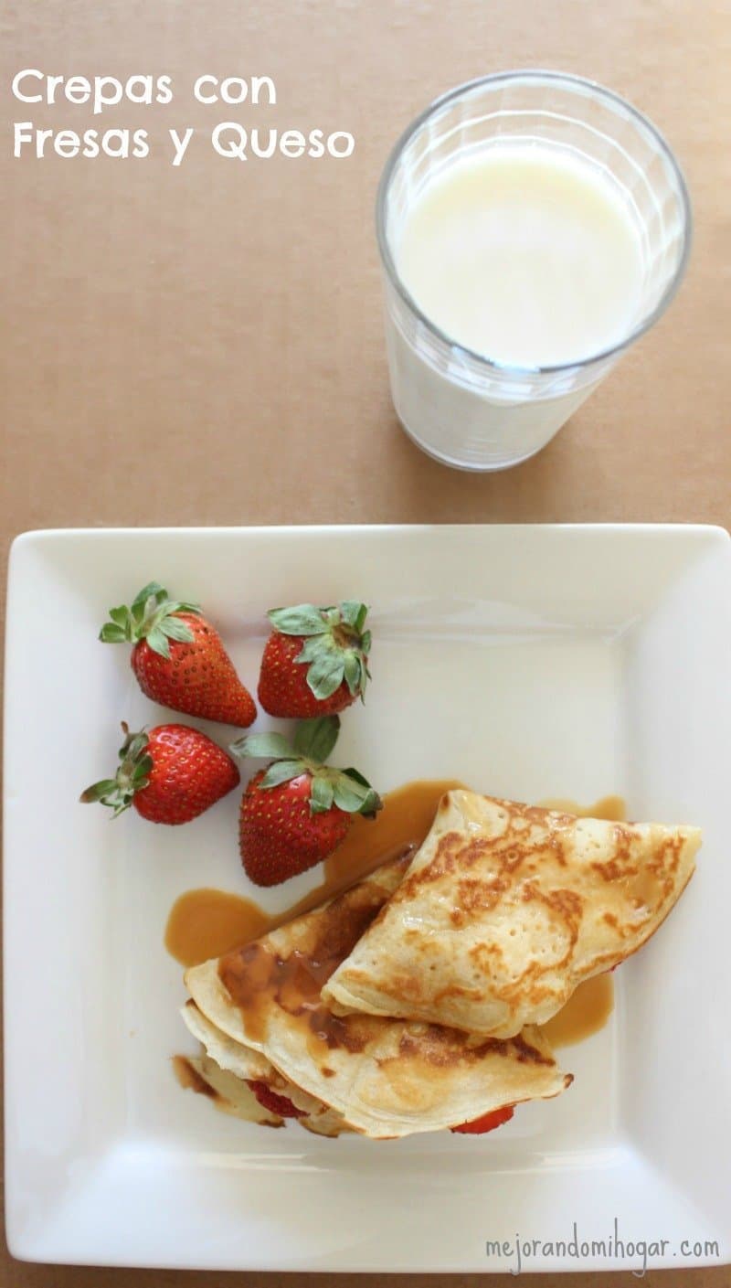 crepes with strawberries and cheese with milk