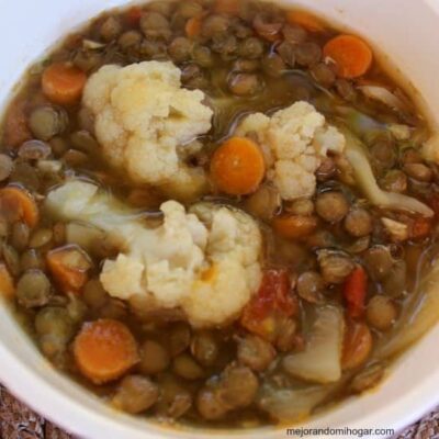 Mexican Lentil Soup with cauliflower