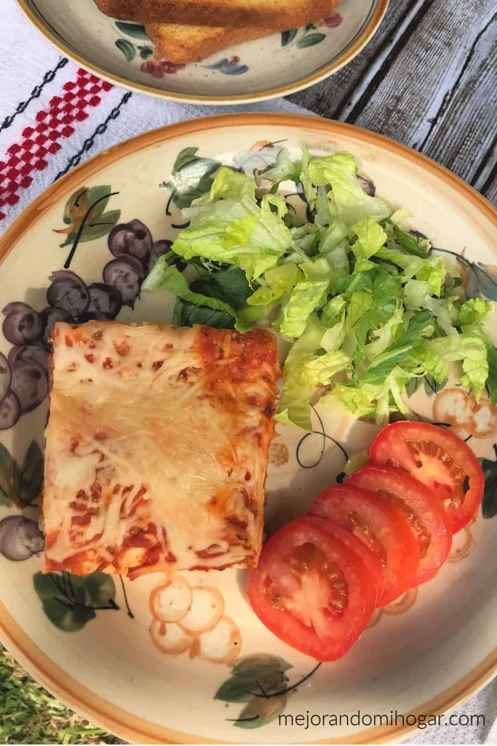 lasaña con carne y queso