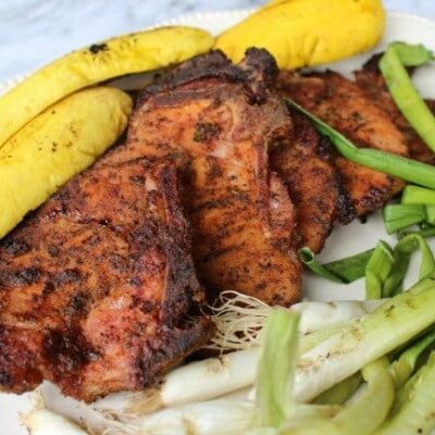 Grilled pork chops with adobo marinade