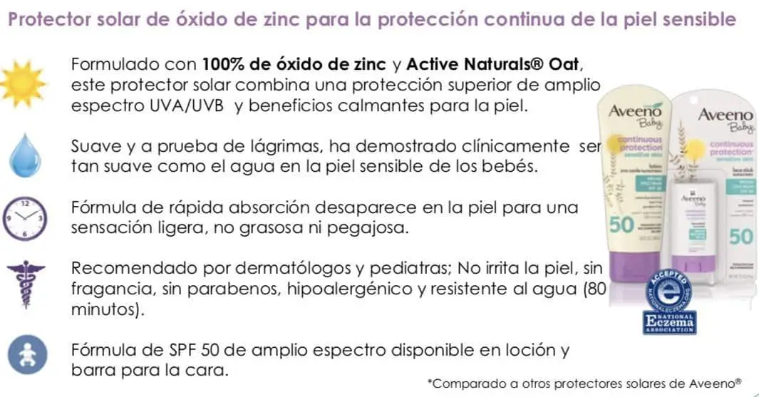 Protector solar con oxido de zinc Aveeno Baby