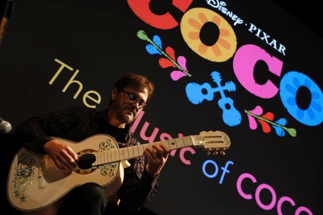 Federico Ramos performs music at "Coco" Long Lead Press Day