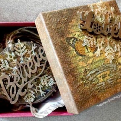 Caja de regalo con técnica decoupage