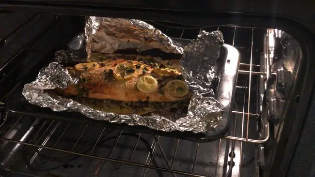 baked cilantro lemon salmon in foil in the oven