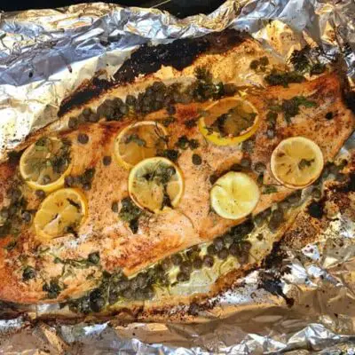 Baked cilantro lemon salmon in foil