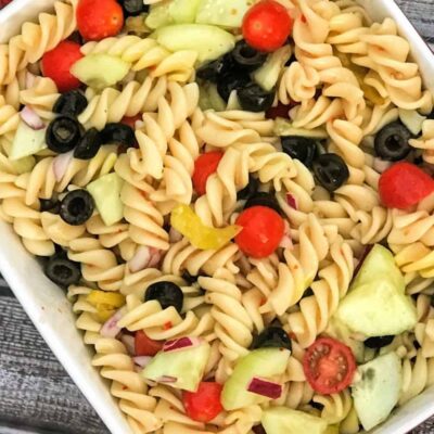Italian pasta salad with spiral pasta