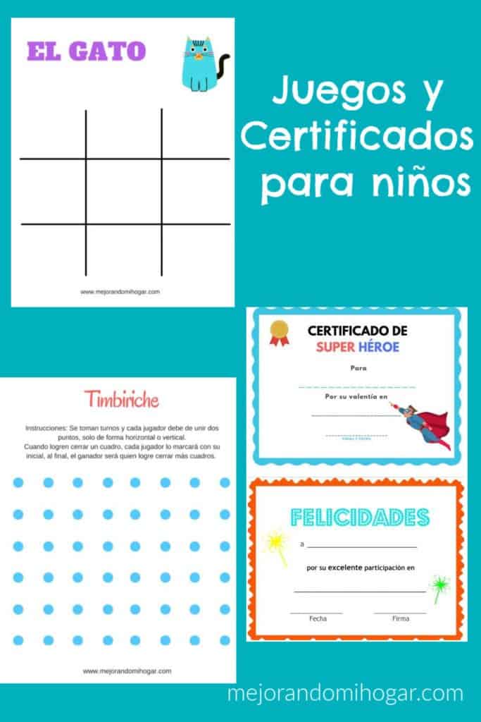 juegos para niños y certificados imprimibles