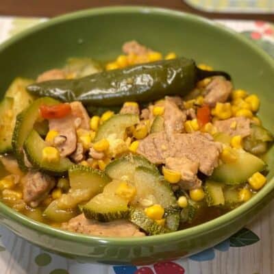 Calabacitas with Pork mexican recipe (Calabacitas con puerco y elote)